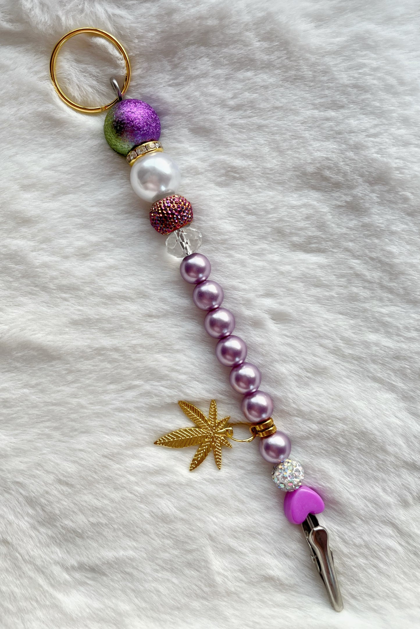 Purple & gold long clip