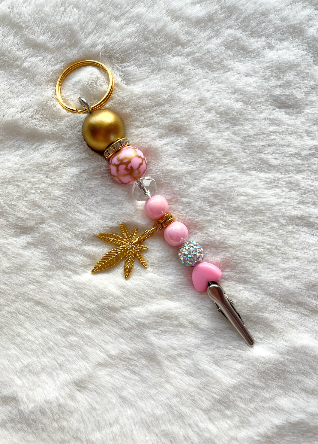 Pink rose gold leaf clip